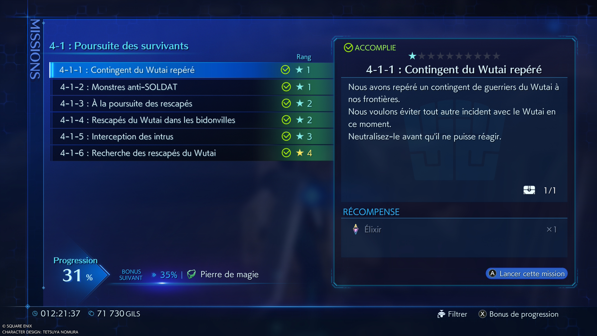 Final Fantasy VII Crisis Core Reunion missions annexes