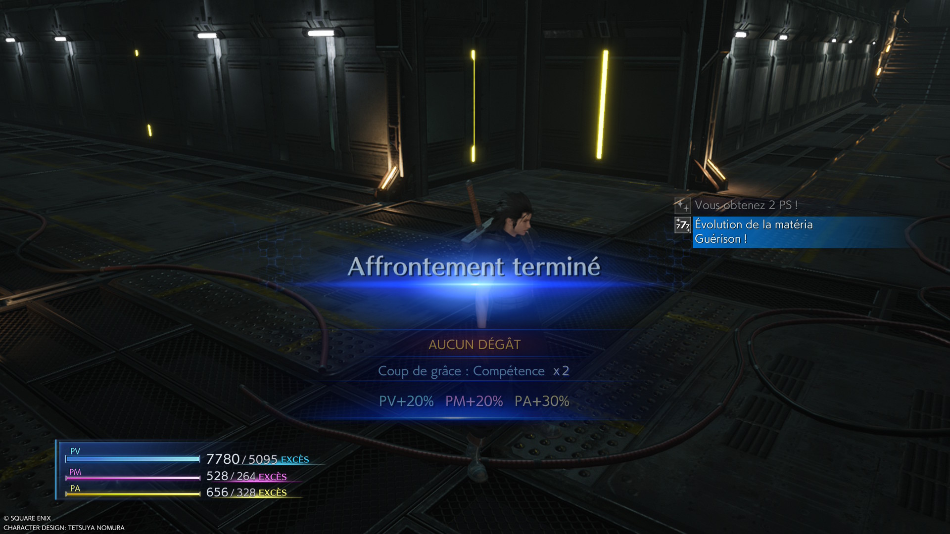Final Fantasy VII Crisis Core Reunion score fin de combat